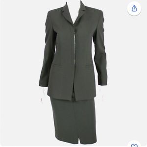 Armani Collezioni Women's Olive Green 2 Piece Skirt Suit